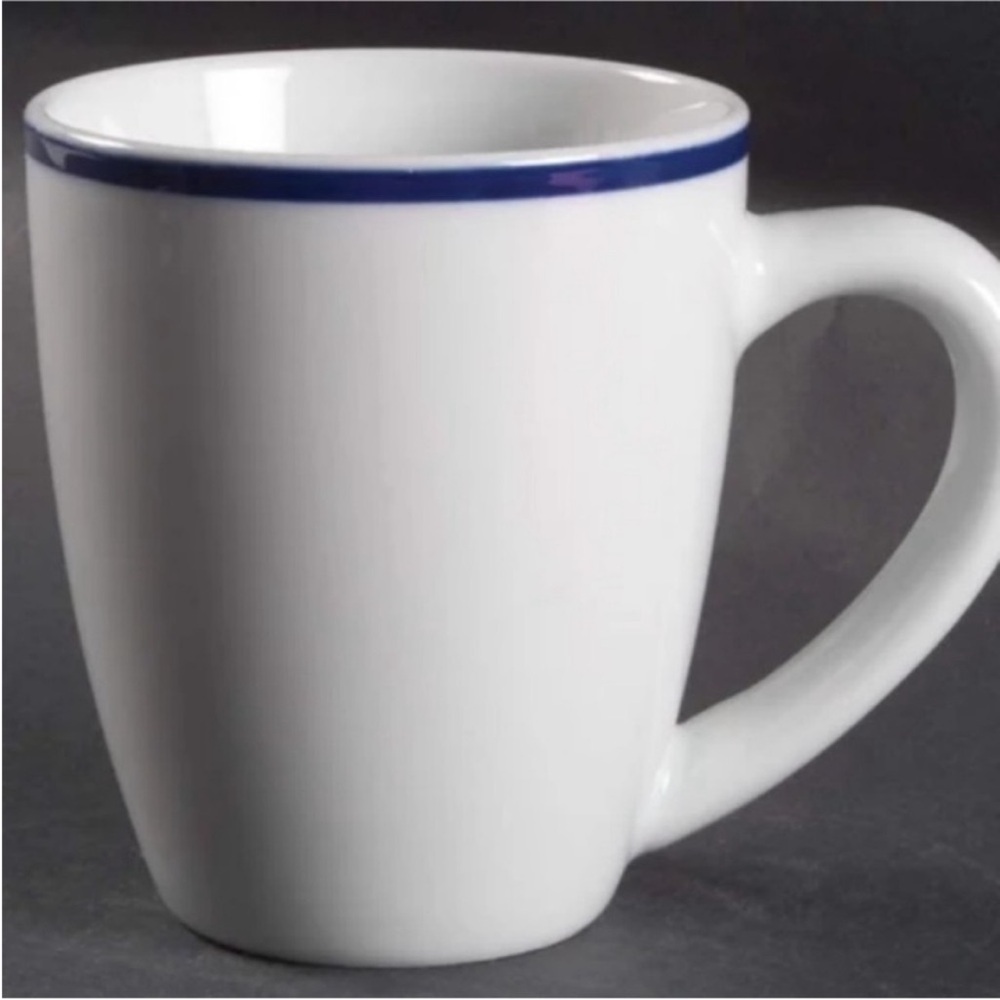 Oneida Maitre D white mug with blue stripe